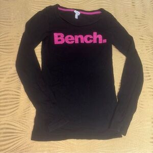 Bench Black Long-Sleeve Top with Pink Logo